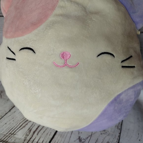 Squishmallow 13 Inch Carlota Calico Cat Plush White with Purple and Pink - Picture 2 of 7